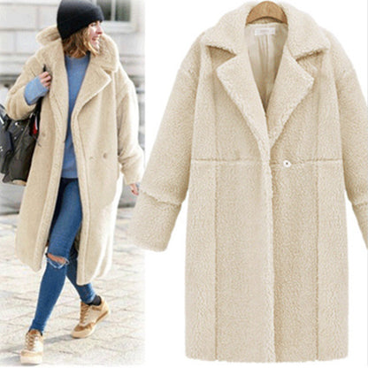 Women's Solid Color Mid-Length Woolen Coat Coat