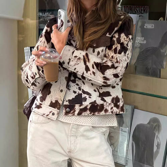 Irregular Pattern Short Denim Jacket