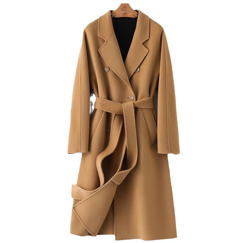 Extended Over-the-knee Double-sided Woolen Coat Women's Coat