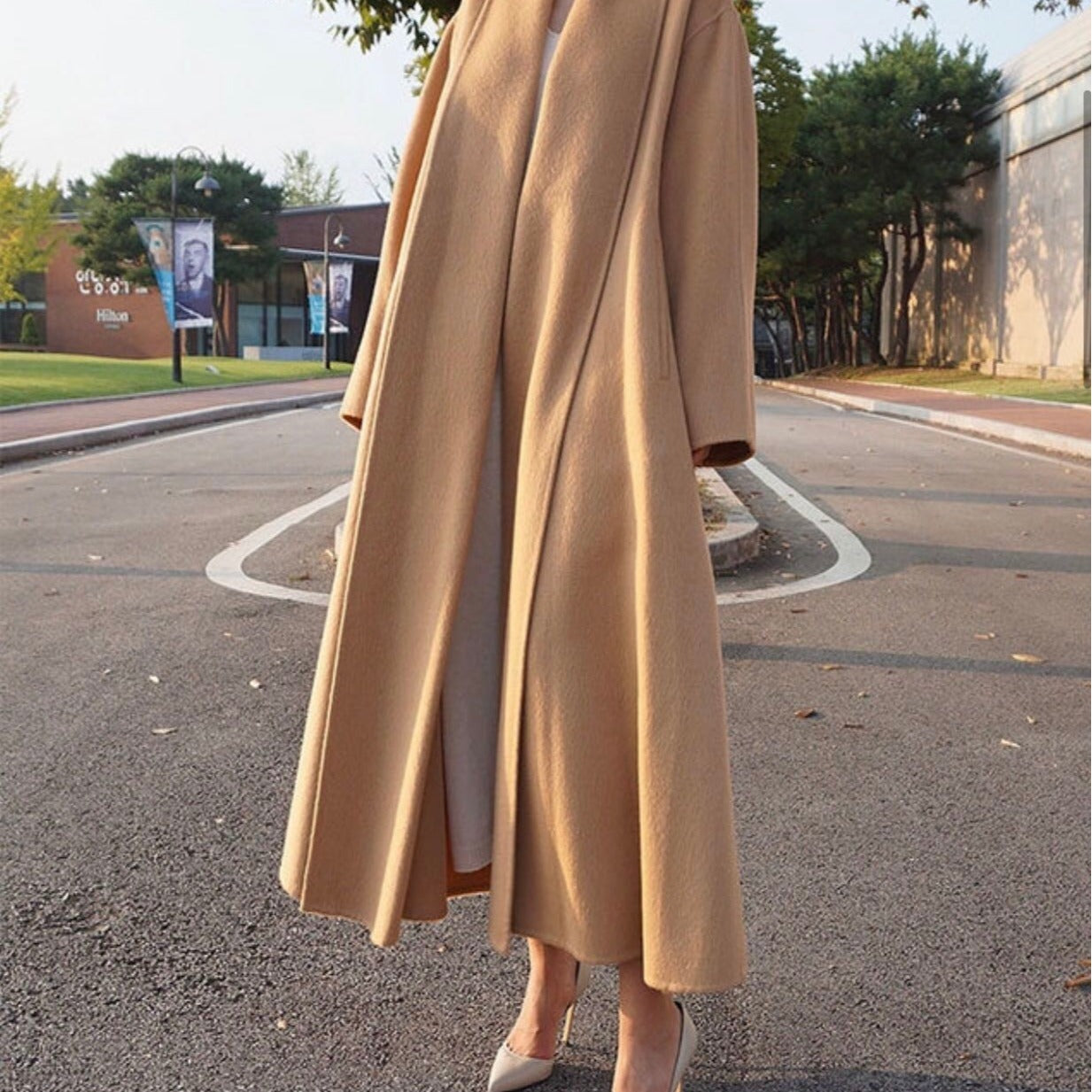 Long woolen overcoat