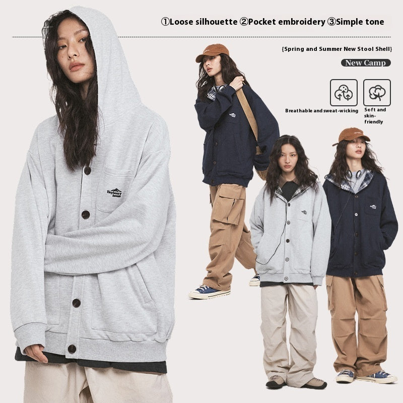 Retro Cardigan Hoodie Fashion Brand Idle Style Couple's Tops