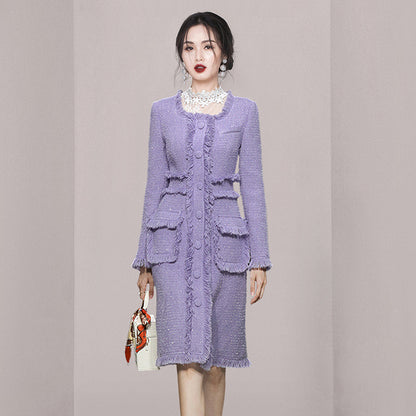 Xiaoxiang Romantic Su Long Woolen Coat Autumn New Product Female Temperament Square Collar Single Breasted Tweed Coat