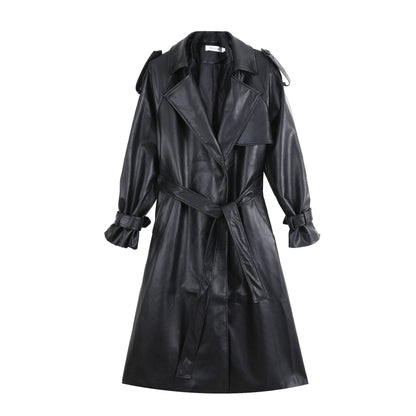 Autumn New Goddess Fan Mid-length Temperament Windbreaker Leather Jacket