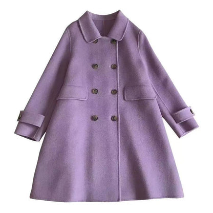 Mid-length Korean Style Doll Collar Autumn And Winter Woolen Woolen Coat