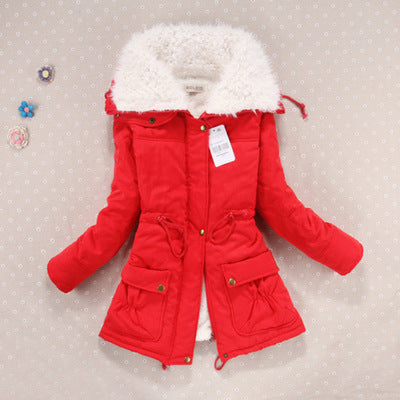 Candy-colored waist-strap cotton coat