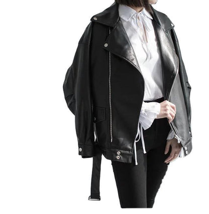 Autumn Loose Pu Leather Jacket Student Motorcycle Jacket