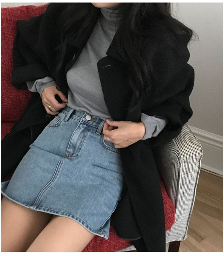 Retro Red Lapel Double-sided Cashmere Wool Coat Women