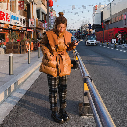 Small Winter Lace-up Thin And Thick Down Padded Jacket