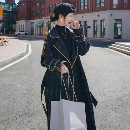 Plaid woolen coat
