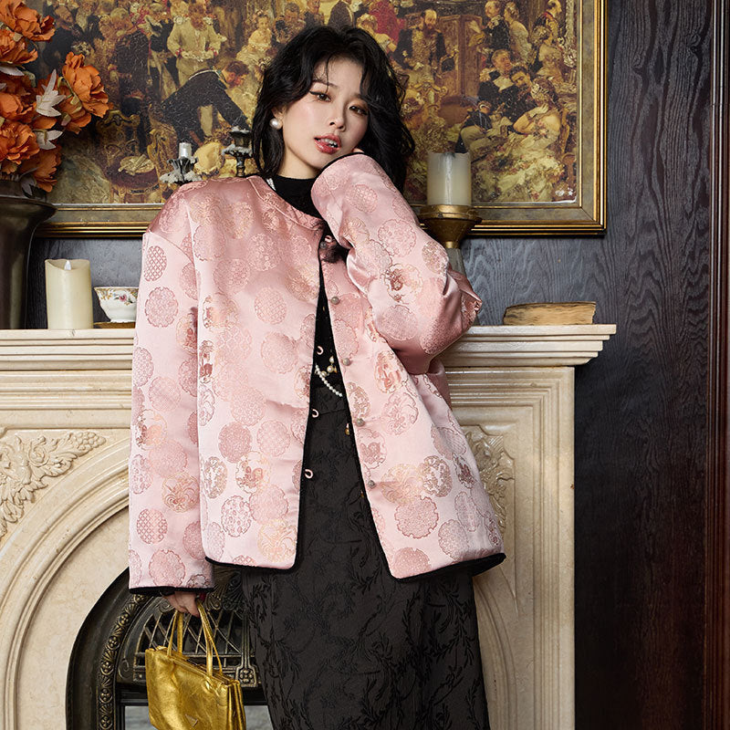 Chinese Knot Button Top Double-sided Wear And Warm Autumn And Winter Padded Jacket Coat