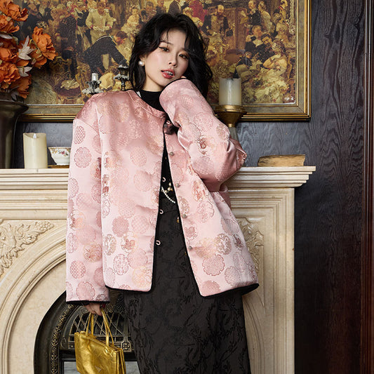 Chinese Knot Button Top Double-sided Wear And Warm Autumn And Winter Padded Jacket Coat