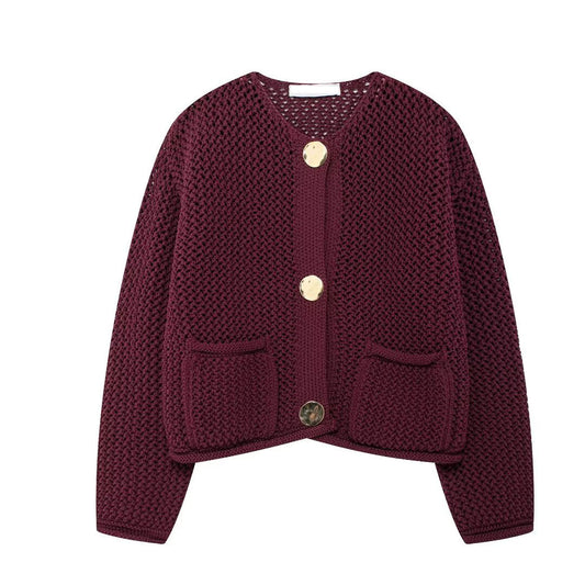 Women's Vintage Button Short Knitted Jacket