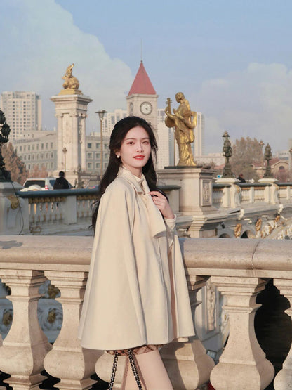 Classic Style Shawl Cape Woolen Coat Women's Autumn And Winter Examination