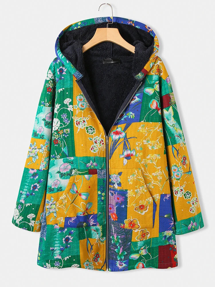 Loose long - sleeved cotton-padded jacket