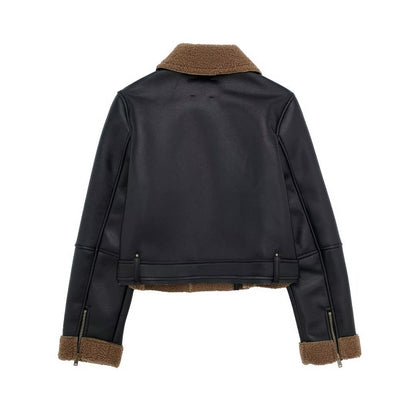 European And American Style Fleece Lined Motorcycle Jacket