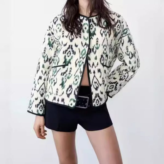 Women's Printed Quilted Jacket Coat