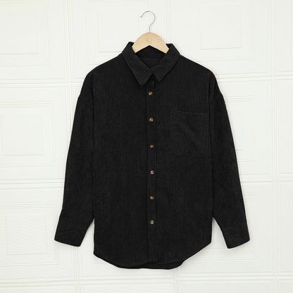 Solid Color Shirt Women's Autumn And Winter Breasted Lapel