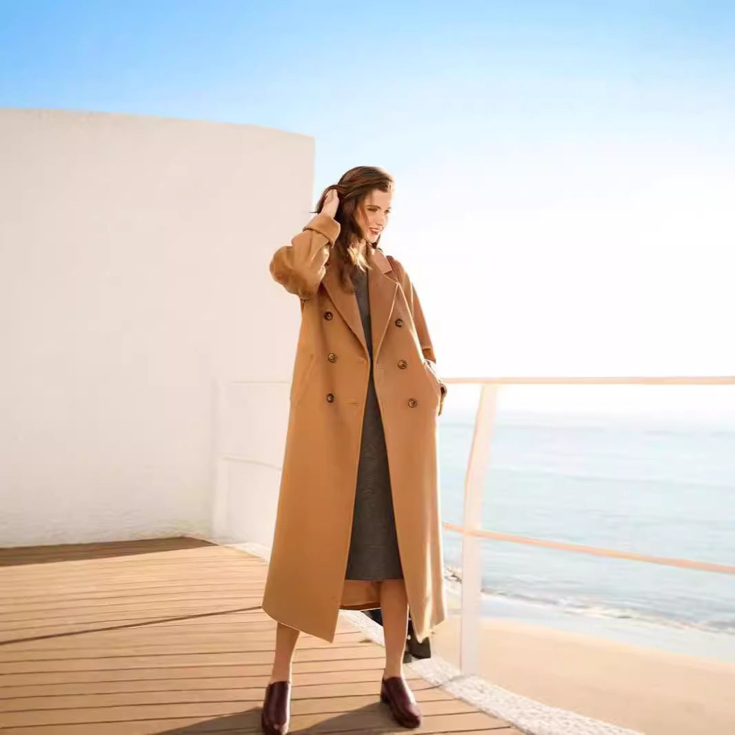 Extended Over-the-knee Double-sided Woolen Coat Women's Coat