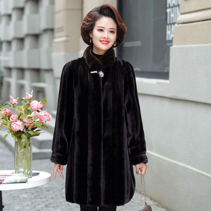Stand-up Collar Thick Imitated Mink Coat Winter