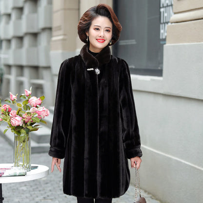 Stand-up Collar Thick Imitated Mink Coat Winter