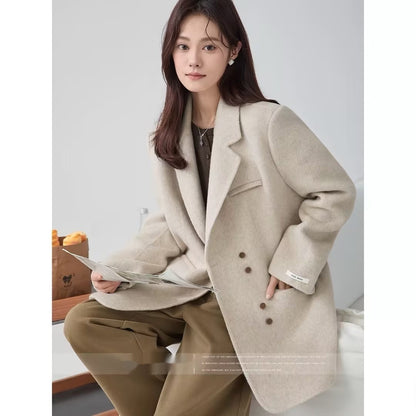 Green Chic Elegant Suit Collar Woolen Coat