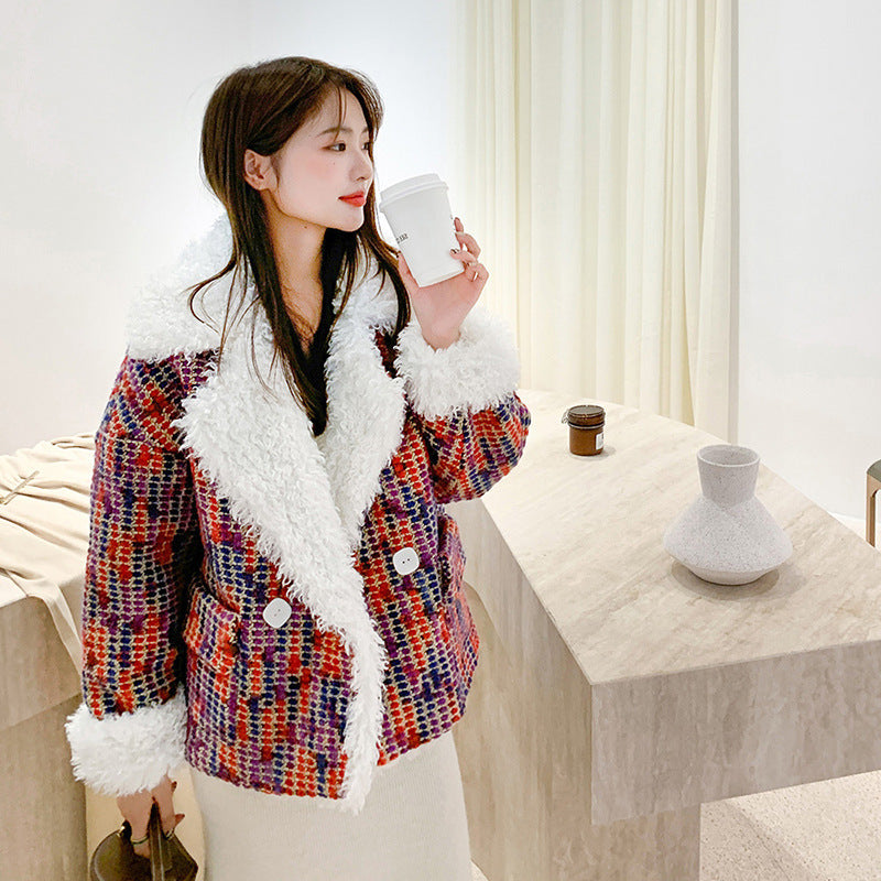 Xiaoxiangfeng Real Shot New Wool Lamb Jacket