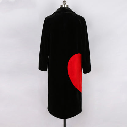 Suit collar long-sleeved rabbit fur coat