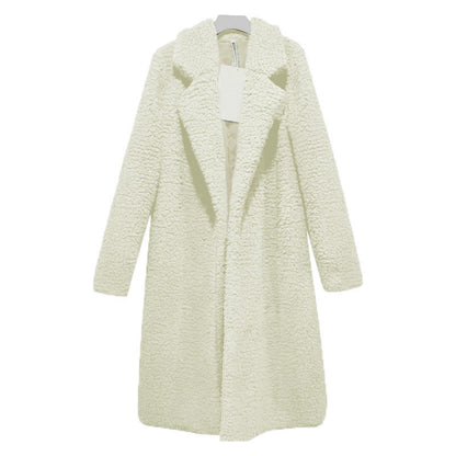 Wool Cardigan Lamb Wool Mid-length Loose Women's Coat