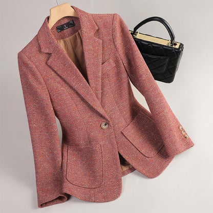 Women's Woolen Quilted Suit Jacket Thick Suit