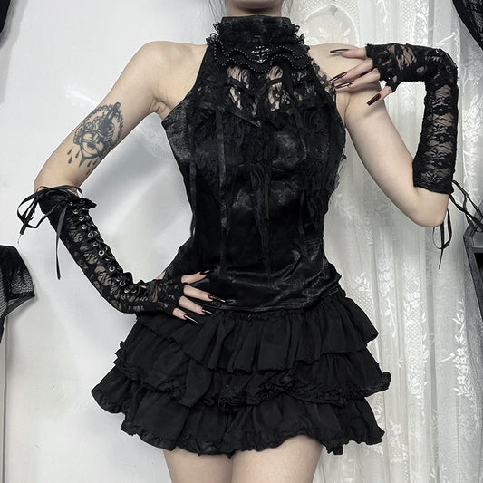 Rose Sling Cobweb Bow Tie Top For Women