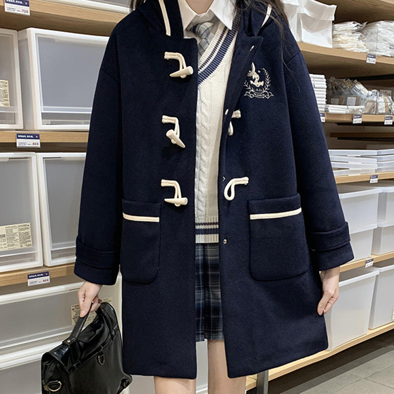 Middle School Student Winter Clothing Large Woolen Coat Female