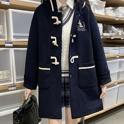 Middle School Student Winter Clothing Large Woolen Coat Female
