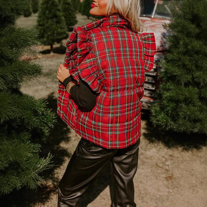 Sleeveless Plaid With Cotton Vest Coat Women