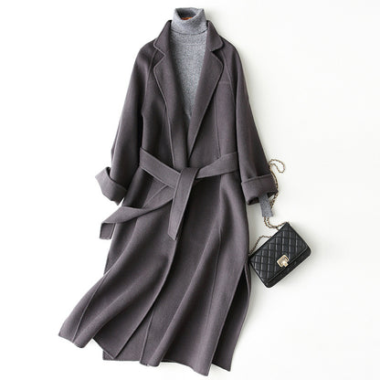 Reversible Cashmere Coat Women's Mid-length Loose Over Knee Coat
