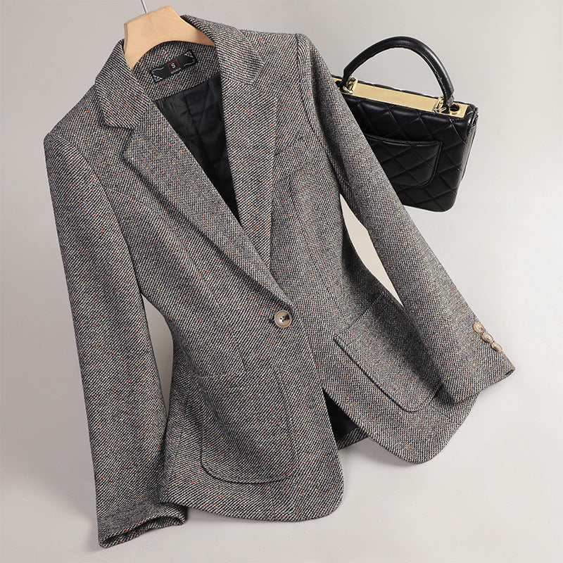 Women's Woolen Quilted Suit Jacket Thick Suit