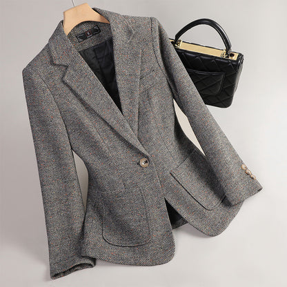 Women's Woolen Quilted Suit Jacket Thick Suit