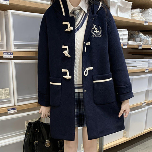 Middle School Student Winter Clothing Large Woolen Coat Female