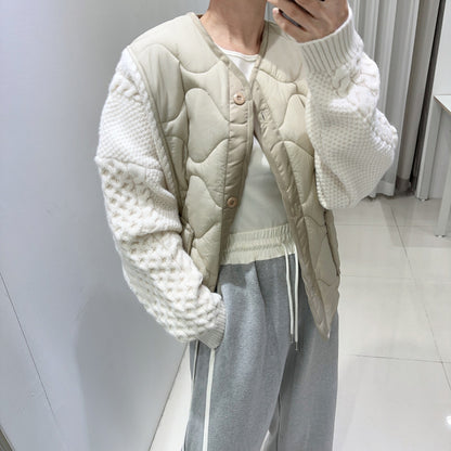 Color Contrast Patchwork Sweater Coat For Women