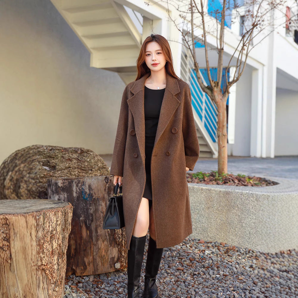 Double-sided Wool Overcoat Women's Mid-length Woolen Coat