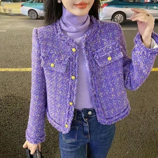 Quilted Lining Coarse Flower Short Woolen Coat