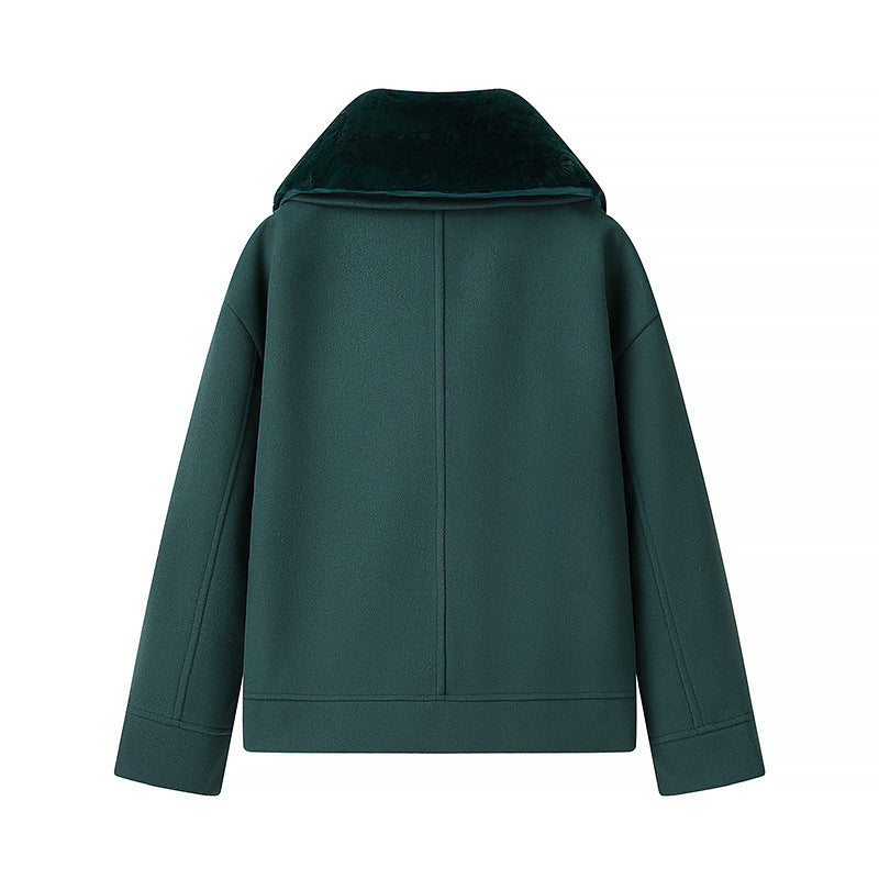 Fashion Casual All-match Loose Detachable Lapel Long-sleeved Woolen Coat