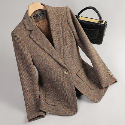 Women's Woolen Quilted Suit Jacket Thick Suit