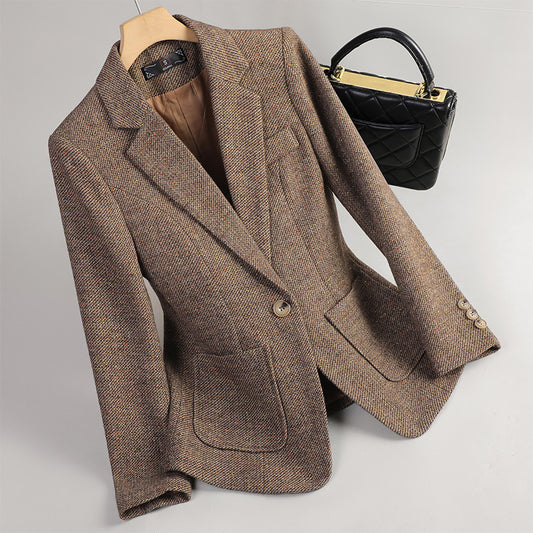 Women's Woolen Quilted Suit Jacket Thick Suit