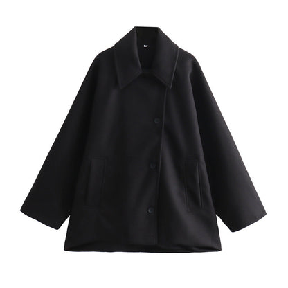 Loose Short Multi-color Blended Woolen Coat Outerwear
