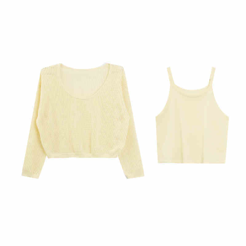 Spring Thin Suspenders Vest Two-piece Set Top