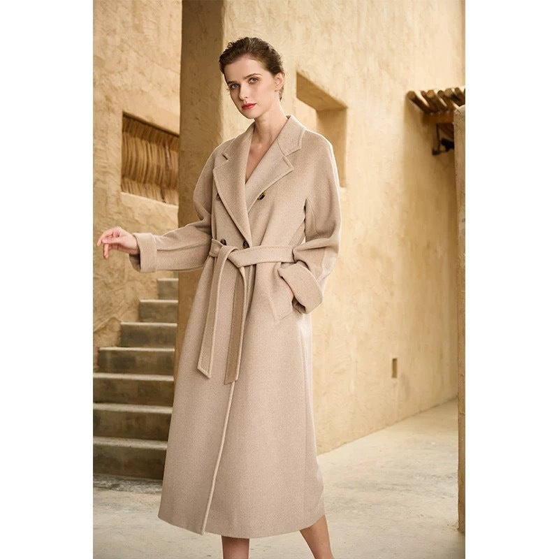 Extended Over-the-knee Double-sided Woolen Coat Women's Coat
