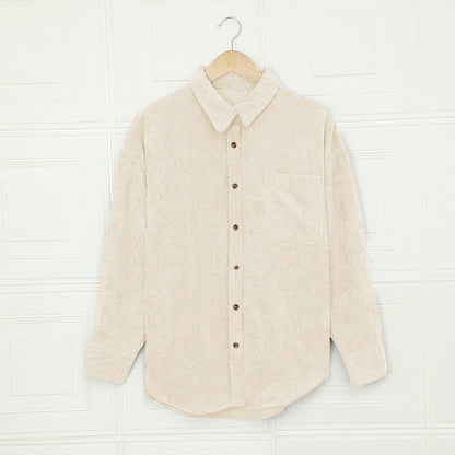 Solid Color Shirt Women's Autumn And Winter Breasted Lapel