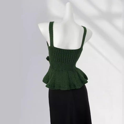 Retro French Handmade Crochet Three-dimensional Flower Top