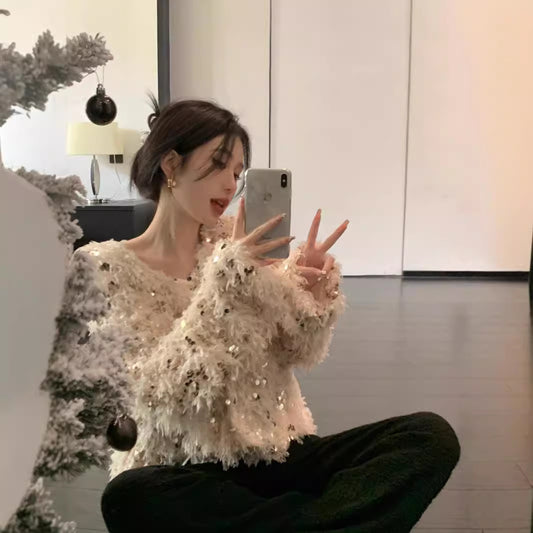 Sequin Design Sense Elegant Knitwear Women