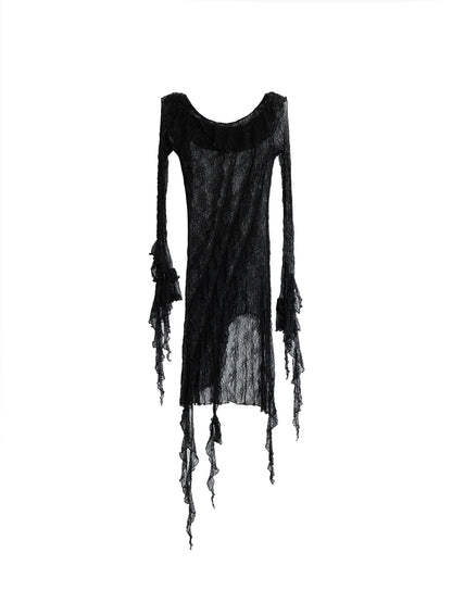 Ruffled Off-the-shoulder Hollow-out Cool Stretch Sun Protective Blouse